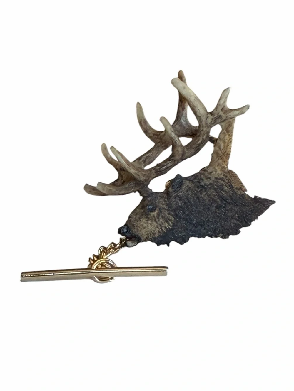 Vintage Elk Deer Head Tie Tack Pin Outdoorsman Hunting Big Game - Picture 2 of 6